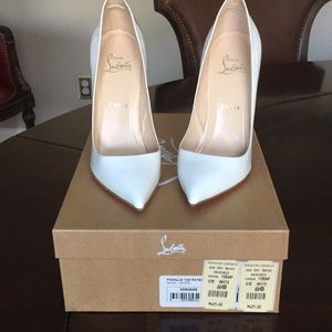 Christian louboutin white patent Pigalle 120mm